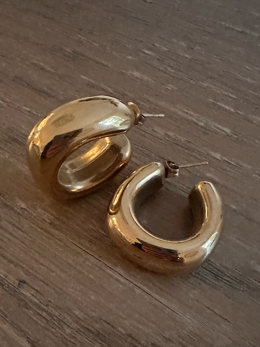 Gold Chunky Hoop Earrings Lightweight Statement Open Hoops